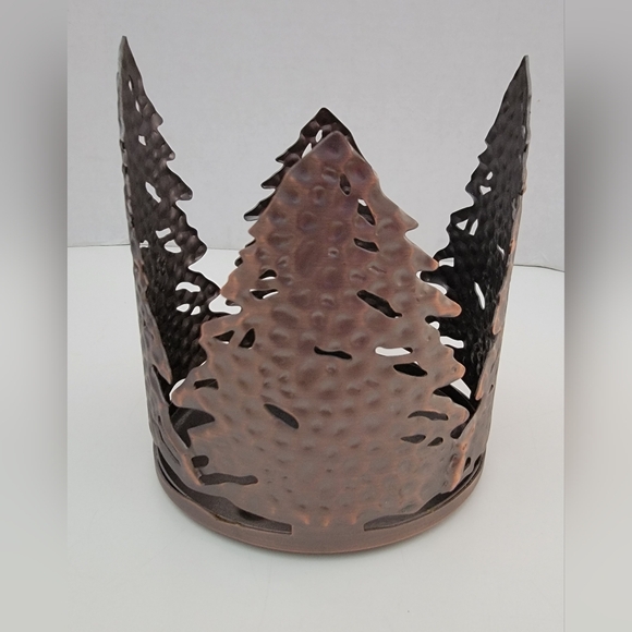 Bath &Body Works Bronze Metal Cutout Design Candle Holder Evergreens Pre-owned - Picture 3 of 10